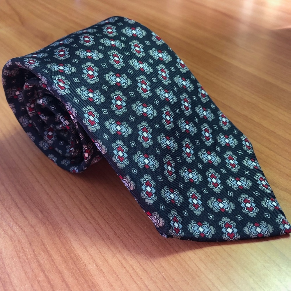 Christian Dior 100% Silk Black Patterned Tie